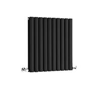 MILANO Black Horizontal Double Oval Panel Radiator 635 x 595mm