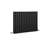 MILANO Black Horizontal Double Oval Panel Radiator 635 x 826mm