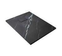 MILANO Black Marble Effect Textured Rectangular Shower Tray 1700 x 800mm | SMC Construction. Low Profile Design. Contemporary Style. Textured Surface. Reversible Installation. Waste Included.