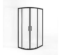 MILANO Black Offset Quadrant Shower Enclosure 1200 x 800mm | Toughened Glass Panels. Aluminium Profile. Contemporary Style. Framed Design. Corner Installation.