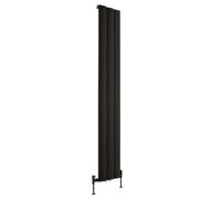 MILANO Black Vertical Single Stepped Panel Aluminium Radiator 1800 x 280mm