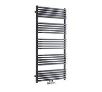 Milano Bow Anthracite D Bar Middle Connection Heated Towel Rail - 1269mm x 600mm