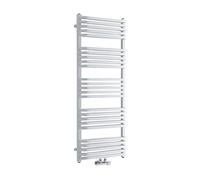 Milano Bow White D Bar Middle Connection Heated Towel Rail - 1269mm x 500mm