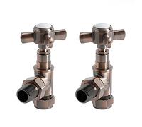 Milano Brushed Bronze Angled Heated Towel Rail Radiator Valves