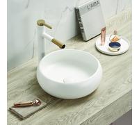 MILANO Chalk Round Countertop Bathroom Basin Sink 360mm | Ceramic Construction. Round Design. Contemporary Style. Countertop Installation. Not Fitted With Tap Holes.