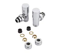 Milano Chrome Angled Heated Towel Rail Radiator Valves 15mm Copper Adapters
