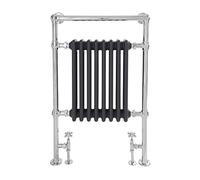 MILANO Chrome Anthracite Heated Towel Rail 930 x 620mm | Steel Construction. Generous Heat Output. Traditional Style. Cast Iron Insert Design. Central Heating Operation.