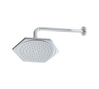 MILANO Chrome Art Deco Rainfall Shower Head with Wall Mounted Arm | Brass Construction. Easy Clean Silicone Nozzles. Wall Mounted Design. Traditional Style. Suitable For All Plumbing Systems.