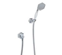 MILANO Chrome Art Deco Telephone Style Hand Shower Outlet Elbow Bracket | Brass Construction. Easy Clean Concealed Nozzles. Wall Mounted Design. Traditional Style. Suitable For All Plumbing Systems.