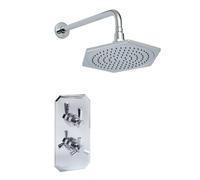 MILANO Chrome Art Deco Thermostatic Mixer Valve Shower Head Wall Arm | Brass Construction. Easy Clean Silicone Nozzles. Thermostatic Operation. Traditional Style. Suits All Plumbing Systems.