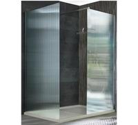 MILANO Chrome Corner Fluted Glass Shower Enclosure Drying Tray 1400 x 900mm | Toughened Glass Panel. Aluminium Profile. Contemporary Style. Framed Design. Corner Installation. Drying Tray & Waste.