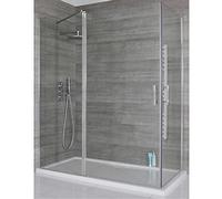 MILANO Chrome Corner Hinged Door Shower Enclosure White Tray 1700 x 800mm | Toughened Glass Panels. Aluminium Profile. Contemporary Style. Frameless Design. Corner Installation. White Tray & Waste.