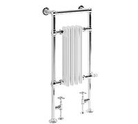 MILANO Chrome Dual Fuel Heated Towel Rail Valves Cable Cover 930x450mm | Steel Construction. Generous Heat Output. Traditional Style. Cast Iron Insert Design. Central Heating Or Electric Operation.