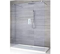 MILANO Chrome Floating Smoked Glass Shower Enclosure White Tray 1400x760mm | Toughened Glass Panel. Aluminium Profile. Contemporary Style. Frameless Floating Glass Design. White Tray.