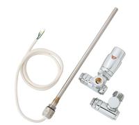 Milano Chrome Heated Towel Rail Radiator Dual Fuel Kit Thermostatic Valves Simple Element - 1200W
