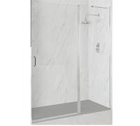 MILANO Chrome Hinged Door Frameless Shower Enclosure Grey Tray 1700 x 800mm | Toughened Glass Panels. Aluminium Profile. Traditional Style. Frameless Design. Recessed Installation. Light Grey Tray.