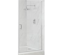 MILANO Chrome Hinged Door Frameless Shower Enclosure White Tray 1700x800mm | Toughened Glass Panel. Aluminium Profile. Traditional Style. Frameless Design. Recessed Installation. White Tray & Waste.