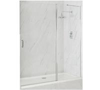 MILANO Chrome Hinged Door Frameless Shower Enclosure White Tray 1700x800mm | Toughened Glass Panels. Aluminium Profile. Traditional Style. Frameless Design. Recessed Installation. White Tray & Waste.