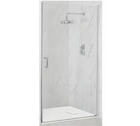 MILANO Chrome Hinged Door Frameless Shower Enclosure White Tray 900x1500mm