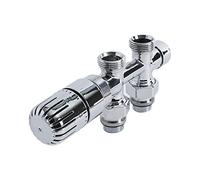 Milano Chrome Straight Thermostatic H Block Heated Towel Rail Radiator Valves 15mm Eurocone Adapter