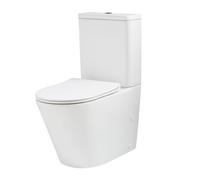 Milano Colby Modern White Ceramic Close Coupled Toilet WC Soft Close Seat Chrome Dual Flush Button