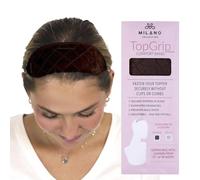 MILANO COLLECTION Glueless Top Grip for Hair Topper & Wiglets, Adjustable Translucent Strap with Side Openings, Top Headband for Your Wig or Topper, Includes Clips, Brown, Medium
