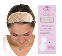 MILANO COLLECTION Glueless Top Grip for Hair Topper & Wiglets, Adjustable Translucent Strap with Side Openings, Top Headband for Your Wig or Topper, Includes Clips, Beige, Medium