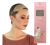 MILANO COLLECTION Glueless Top Grip for Hair Topper & Wiglets, Adjustable Translucent Strap with Side Openings, Top Headband for Your Wig or Topper, Includes Clips, Beige, Large