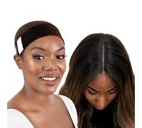 MILANO COLLECTION Wig Grip Caps for Women, Adjustable No Slip Wig Cap with Grip Band, Built-In Secure Elastic HeadBand for Lace Front Styles, Chocolate Brown, 2 Pack