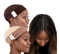 MILANO COLLECTION Wig Grip Caps for Women, Adjustable No Slip Wig Cap with Grip Band, Built-In Secure Elastic HeadBand for Lace Front Styles, Chocolate Brown & Nude, 2 Pack