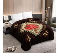 MILANO COLLECTIONS® Korean Style Mink Blanket King Size 85 x 95 Inches - 2 Ply Reversible Raschel Blanket,Heavy Thick 12 LBS, Silky Soft Plush Warm Thick Blanket for Winter, Chocolate Brown