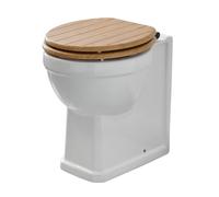 MILANO Comfort Height Back to Wall Toilet Fluted Bamboo Seat Black Hinges | Ceramic Construction. Floorstanding Design. Traditional Style. Back To Wall Pan. Engineered Wood Seat.