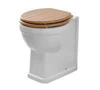 MILANO Comfort Height Back to Wall Toilet Fluted Bamboo Seat Brass Hinges | Ceramic Construction. Floorstanding Design. Traditional Style. Back To Wall Pan. Engineered Wood Seat.