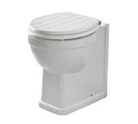 MILANO Comfort Height Back to Wall Toilet Pan Fluted White Seat Gold Hinges | Ceramic Construction. Floorstanding Design. Traditional Style. Back To Wall Pan. Engineered Wood Seat.