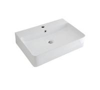 MILANO Countertop Wall Hung Bathroom Basin Chalk Overflow Ring 600 x 420mm | Ceramic Construction. Rectangular Design. Contemporary Style. Countertop or Wall Mounted Installation. 1 Tap Hole.