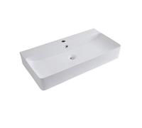MILANO Countertop Wall Hung Bathroom Basin Sand Overflow Ring 810 x 415mm | Ceramic Construction. Rectangular Design. Contemporary Style. Countertop or Wall Mounted Installation. 1 Tap Hole.