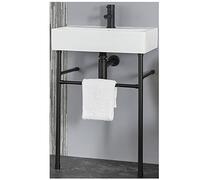 Milano Dalton White Ceramic 1 Tap Hole Bathroom Basin Sink Black Washstand - 550mm x 310mm