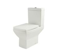 Milano Dalton White Ceramic Close Coupled Toilet WC Soft Close Seat Black Flush Button