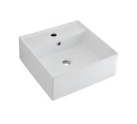 Milano Dalton White Countertop Wall Hung Bathroom Basin Sink Black Overflow Ring - 410mm x 410mm