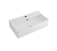 Milano Dalton White Countertop Wall Hung Bathroom Basin Sink Nickel Overflow Ring - 550mm x 310mm