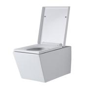 Milano Dalton White Wall Hung Square Toilet Tall Frame Dual Flush Cistern - Chrome Rectangular Plate