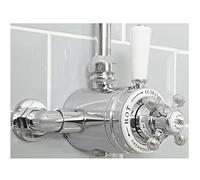 MILANO Dual Exposed Thermostatic Mixer Shower Valve Chrome White | Brass Construction. Lever & Crosshead Handles. Thermostatic Operation. Traditional Style. Suitable For All Plumbing Systems.