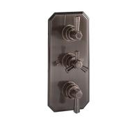 Milano Earlham Aged Bronze Art Deco 2 Outlet Triple Thermostatic Mixer Shower Valve
