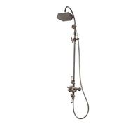 Milano Earlham Aged Bronze Art Deco Triple Thermostatic Mixer Valve Shower Head Handset Riser Rail