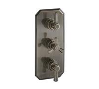 Milano Earlham Aged Gold Art Deco 2 Outlet Triple Thermostatic Mixer Shower Valve