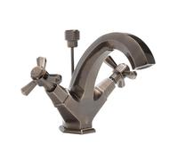 Milano Earlham Art Deco Mono Bathroom Basin Mixer Tap Crosshead Handles - Aged Bronze