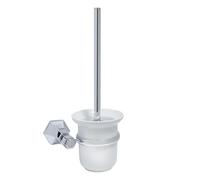 Milano Earlham Art Deco Traditional Bathroom Wall Mounted Ceramic Chrome Toilet Brush Holder