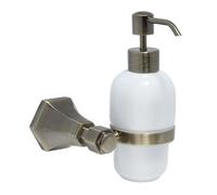 Milano Earlham Art Deco Traditional Bathroom Wall Mounted Ceramic Soap Dispenser Aged Gold Holder