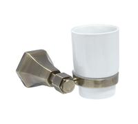 Milano Earlham Art Deco Traditional Bathroom Wall Mounted Ceramic Toothbrush Tumbler Gold Holder
