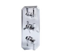 Milano Earlham Chrome Art Deco 2 Outlet Triple Thermostatic Mixer Shower Valve